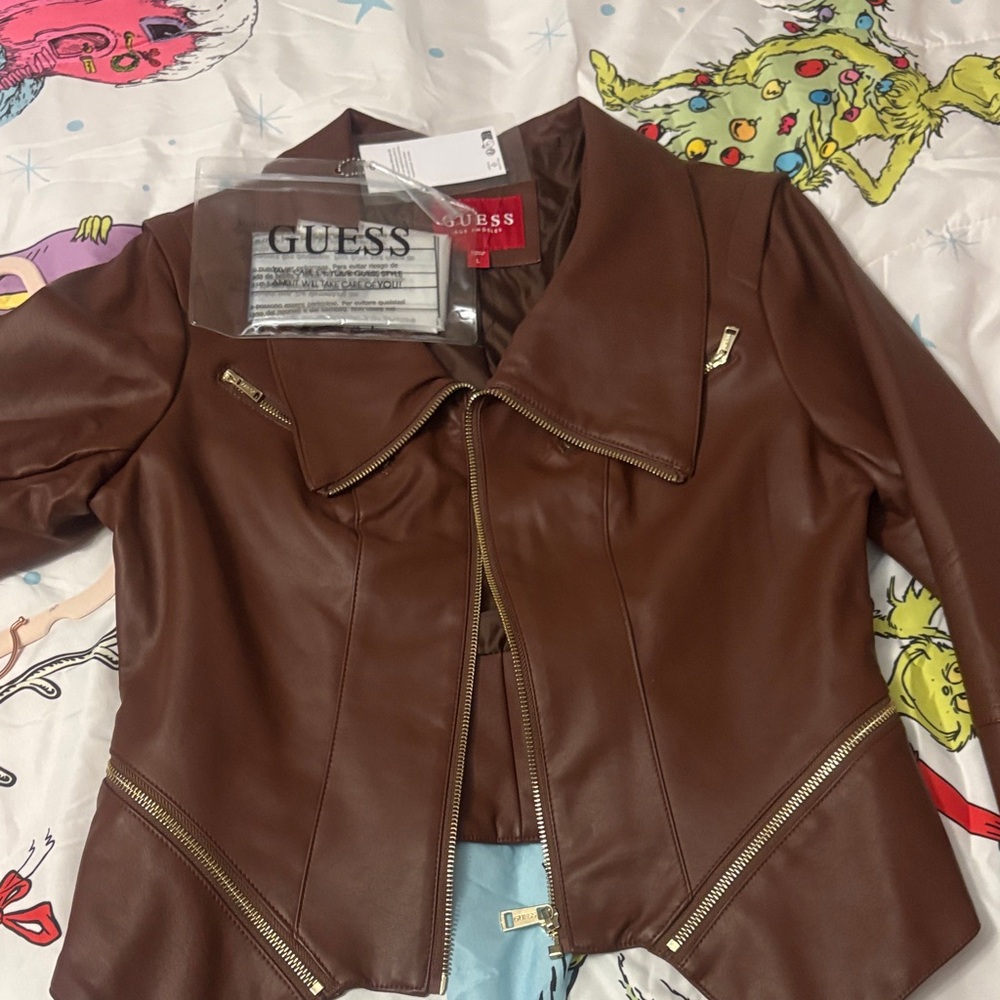 Guess Women's Chocolate Leather Jacket